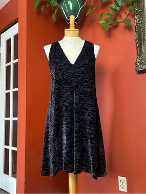 Wilfred Free Deep Navy Velvet Burnout V-Neck Sleeveless A-Line Mini Dress